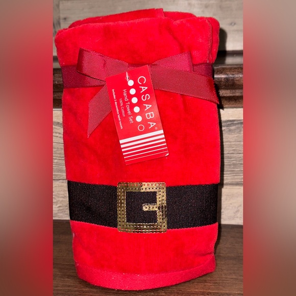 Super Cute SANTA ๐งโ๐ SUIT Hand Towels 100% Cotton Set of 2 - NEW - Picture 4 of 6